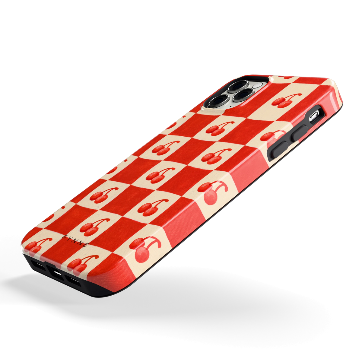 Kersen Schaakbord hoesje voor iPhone 11 Pro Max, schuin