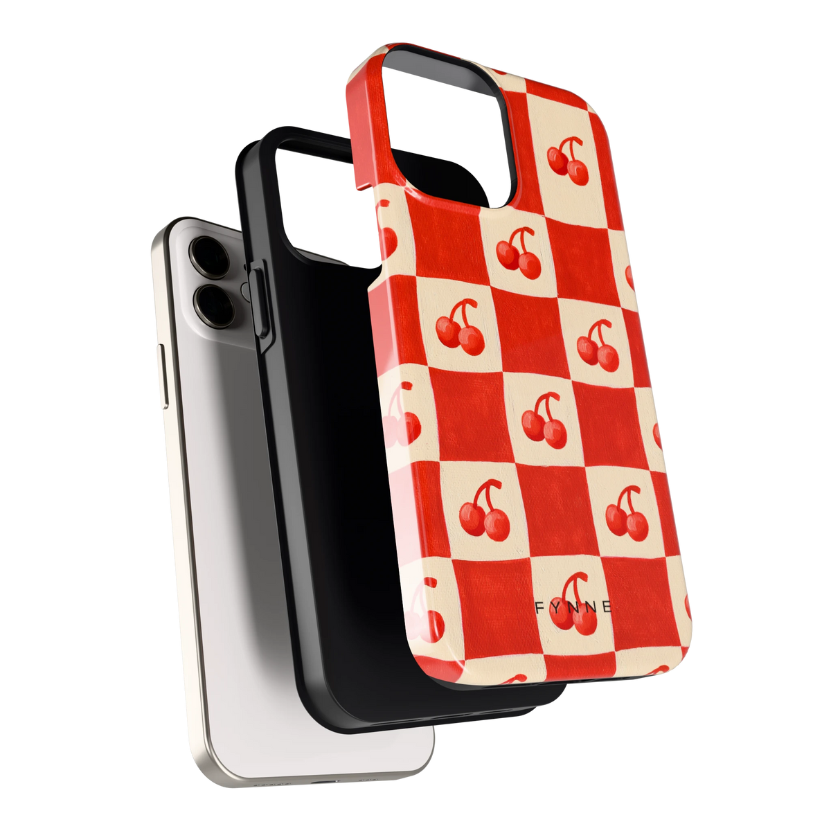 Kersen Schaakbord hoesje voor iPhone 12, los van de telefoon