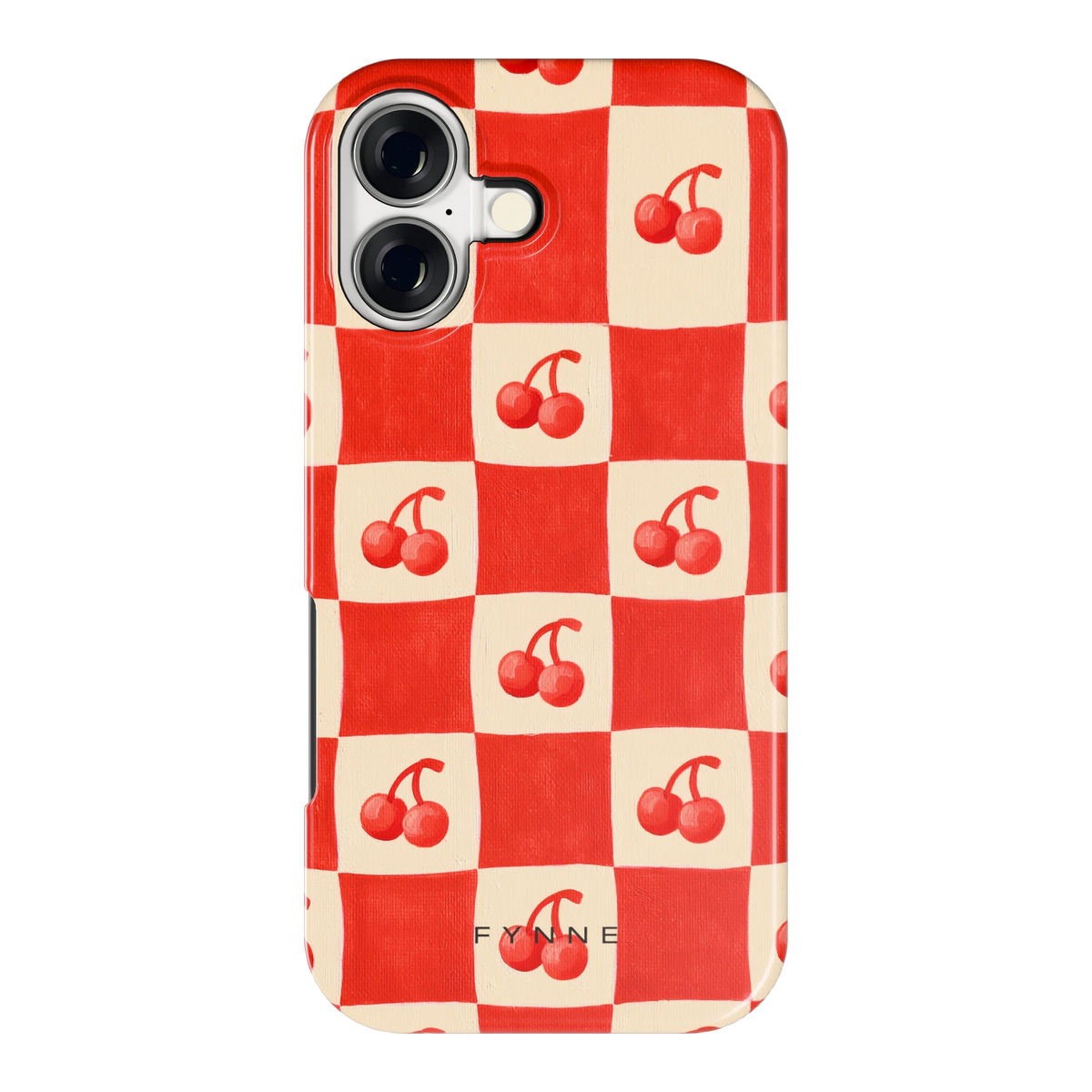 Kersen Schaakbord hoesje voor iPhone 17, achterkant