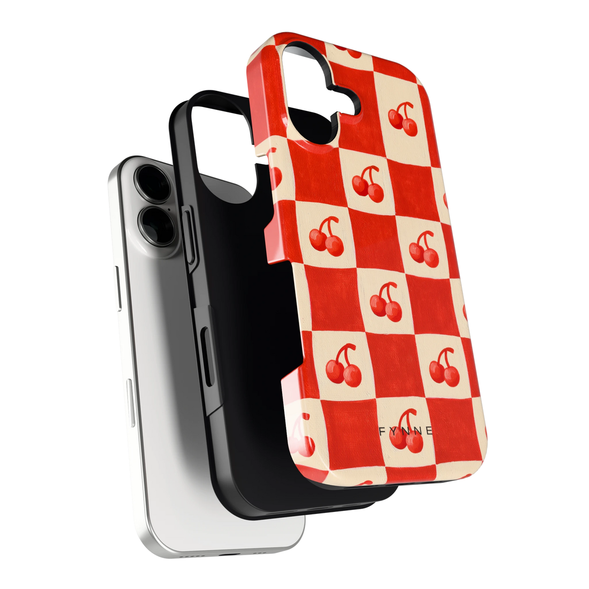 Kersen Schaakbord hoesje voor iPhone 17, los van de telefoon