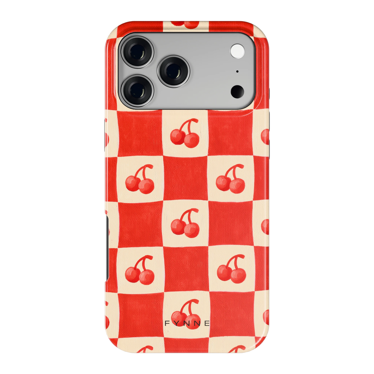 Kersen Schaakbord hoesje voor iPhone 17 Pro Max, achterkant