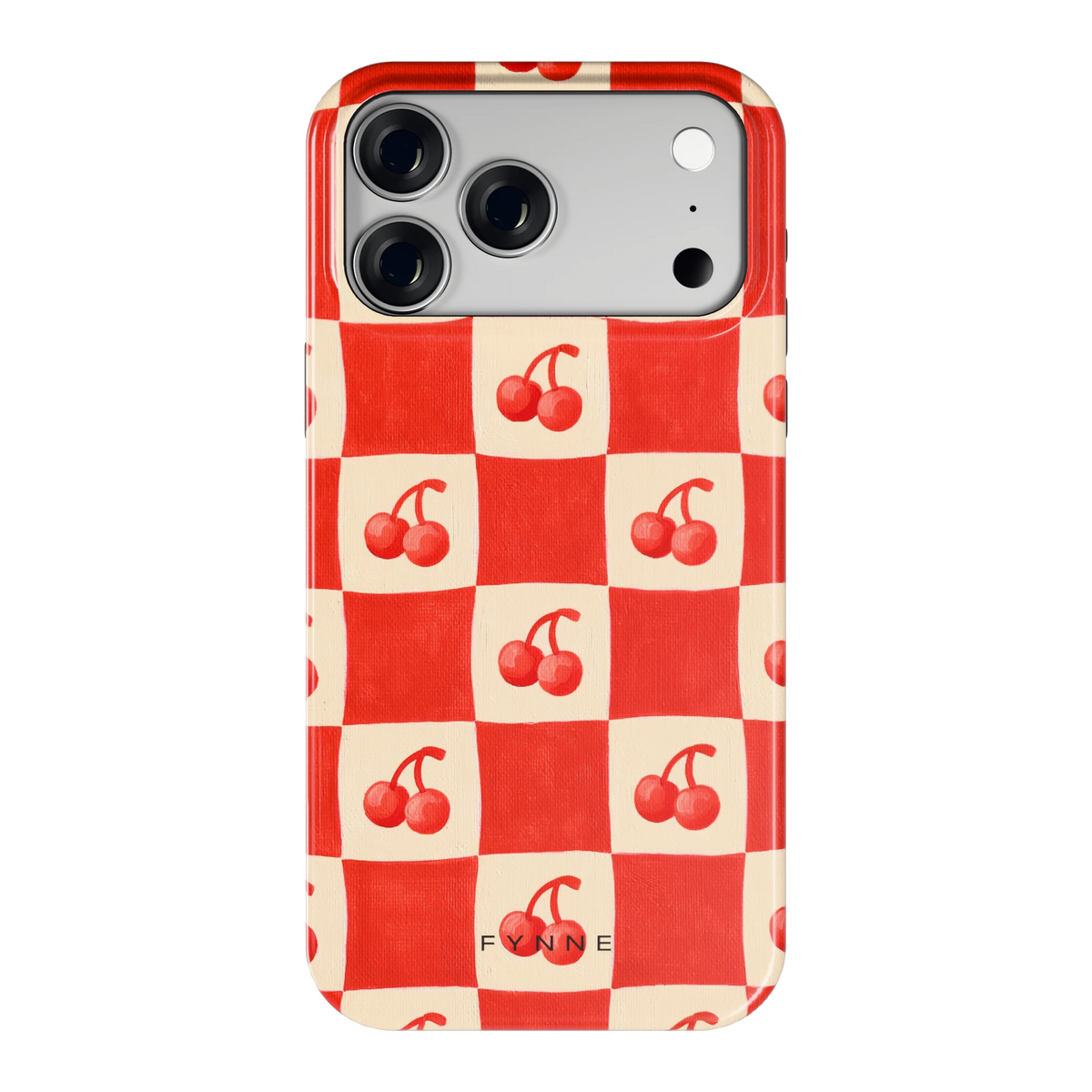 Kersen Schaakbord hoesje voor iPhone 18 Pro Max, achterkant