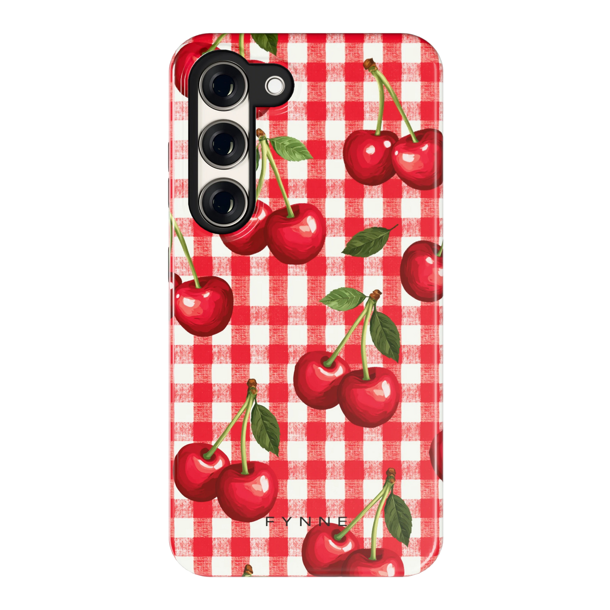 Kersen Gingham hoesje voor Galaxy S23, achterkant