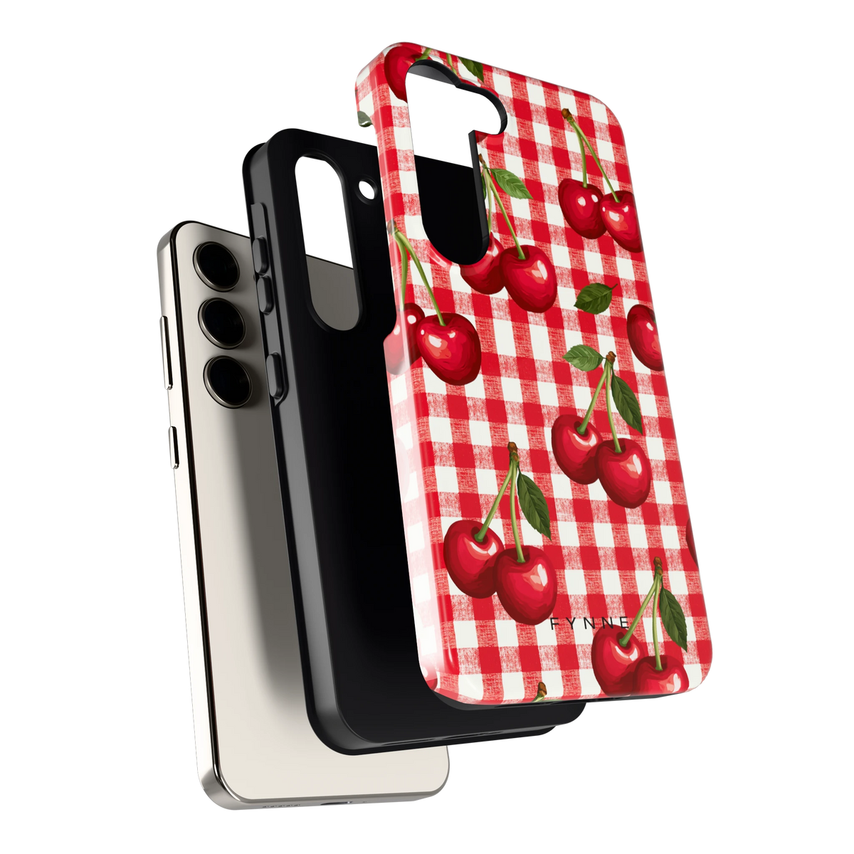 Kersen Gingham hoesje voor Galaxy S23, los van de telefoon