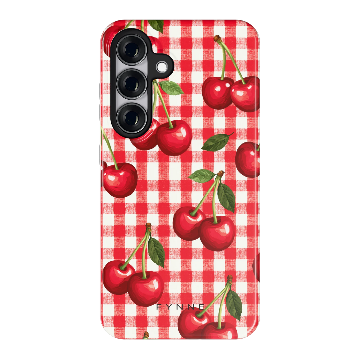 Kersen Gingham hoesje voor Galaxy S25, achterkant