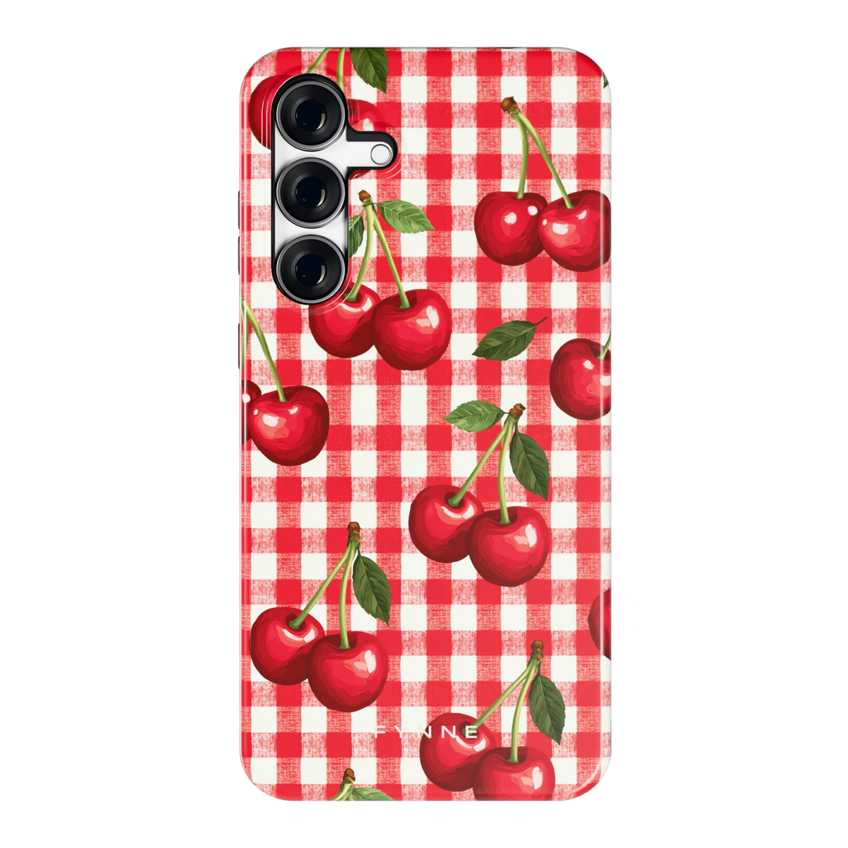 Kersen Gingham hoesje voor Galaxy S25 FE, achterkant