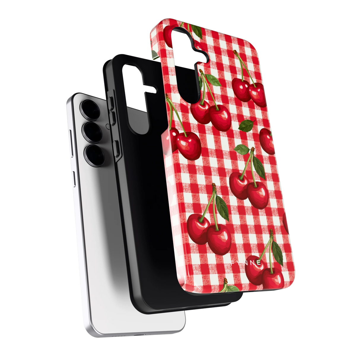 Kersen Gingham hoesje voor Galaxy S25 FE, los van de telefoon