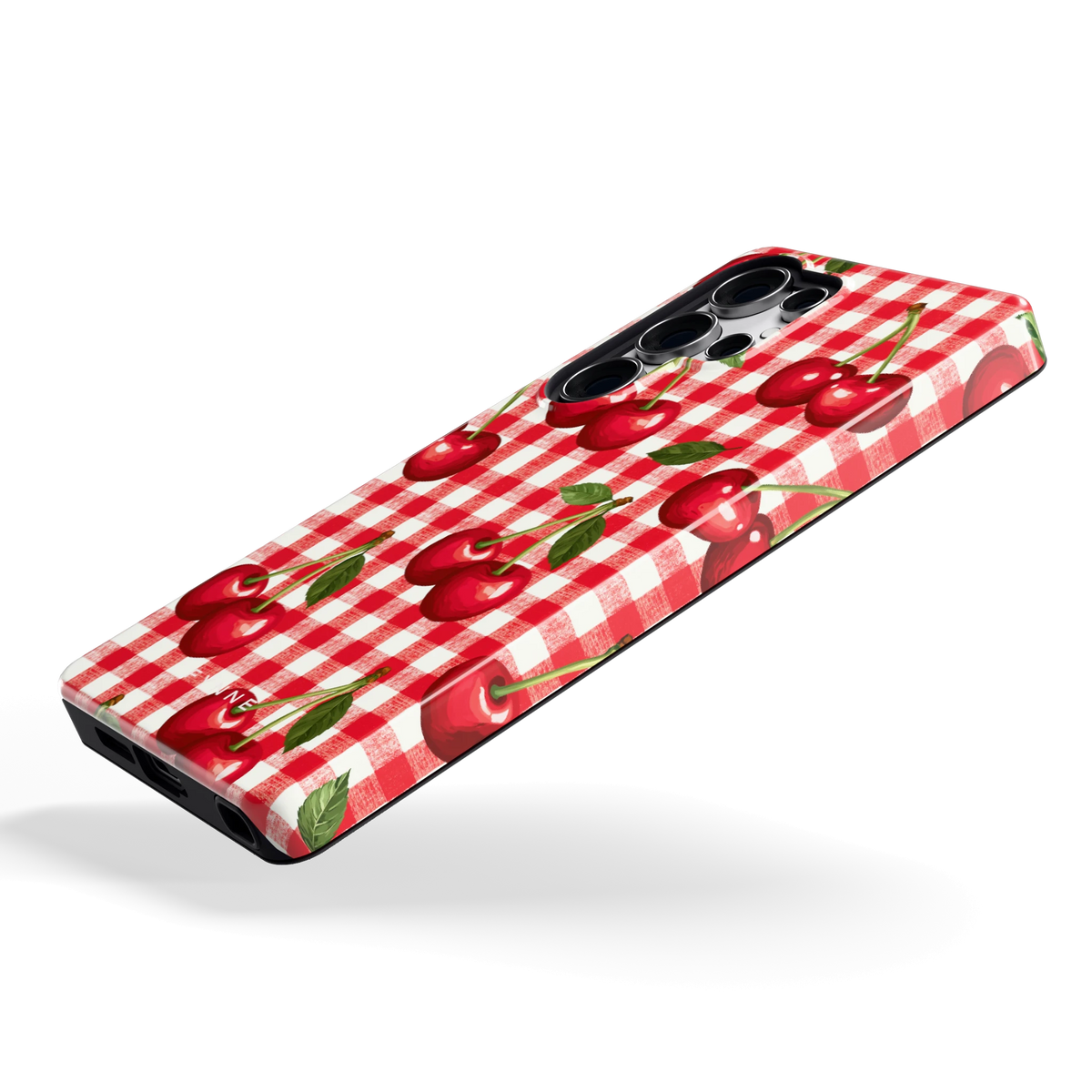 Kersen Gingham hoesje voor Galaxy S25 Ultra, schuin