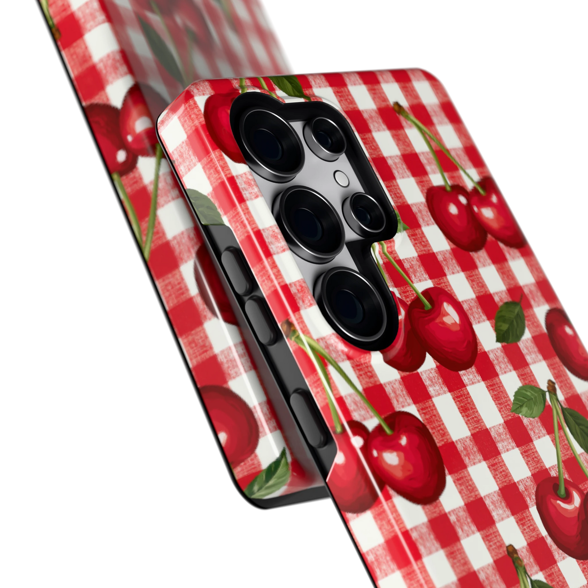 Kersen Gingham hoesje voor Galaxy S25 Ultra, close-up