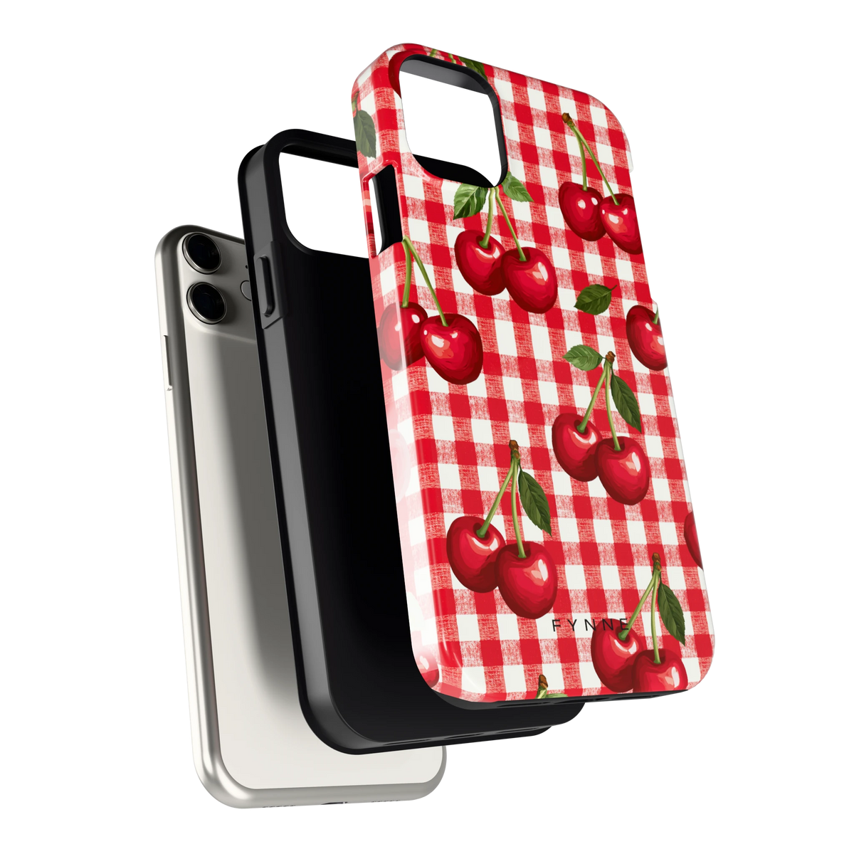Kersen Gingham hoesje voor iPhone 11, los van de telefoon