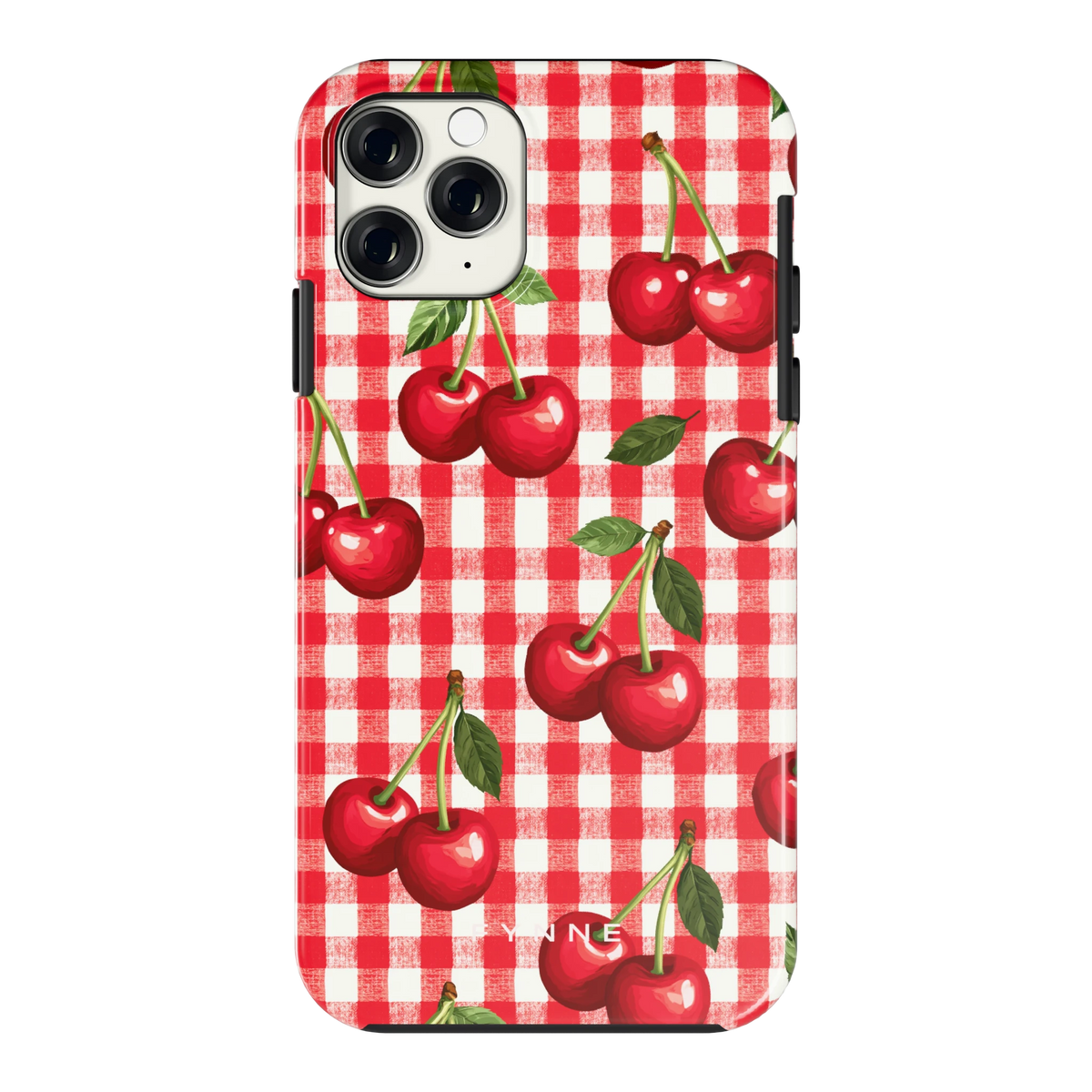 Kersen Gingham hoesje voor iPhone 11 Pro, achterkant