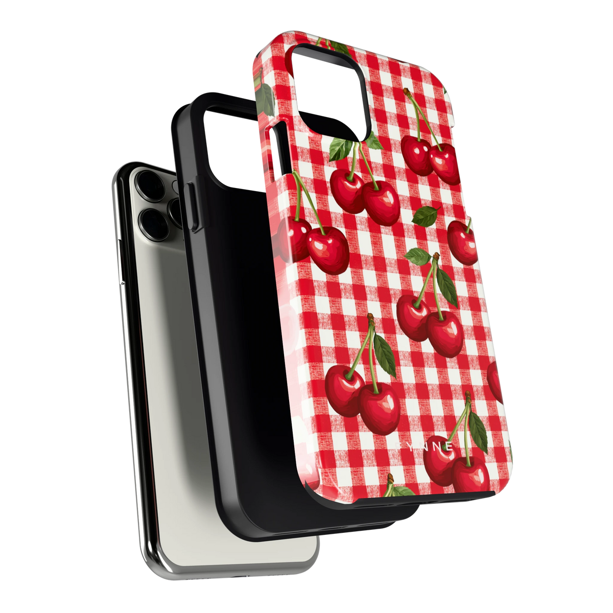Kersen Gingham hoesje voor iPhone 11 Pro, los van de telefoon