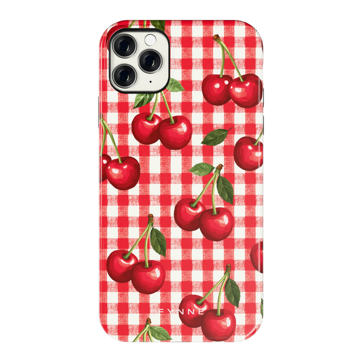 Kersen Gingham hoesje voor iPhone 11 Pro Max, achterkant