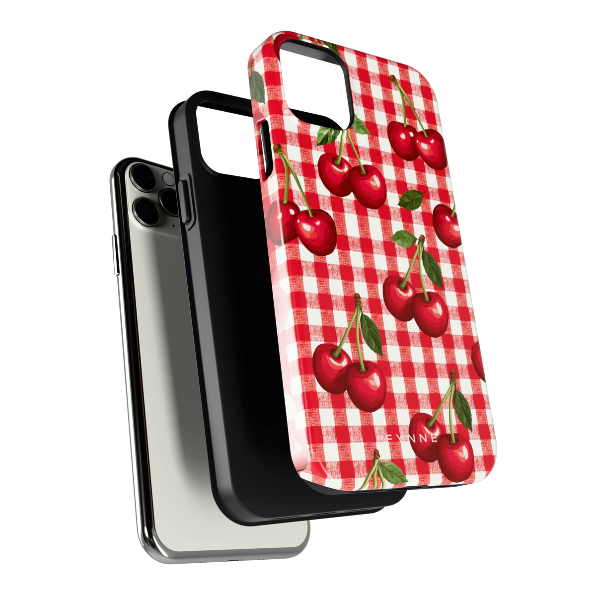 Kersen Gingham hoesje voor iPhone 11 Pro Max, los van de telefoon