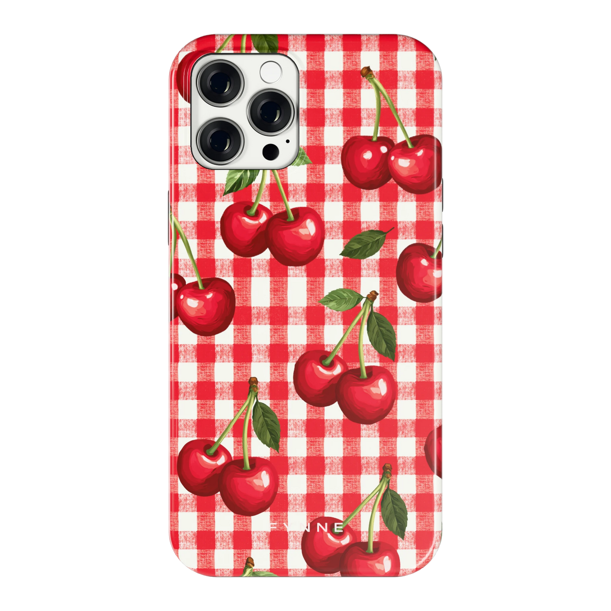 Kersen Gingham hoesje voor iPhone 12 Pro Max, achterkant