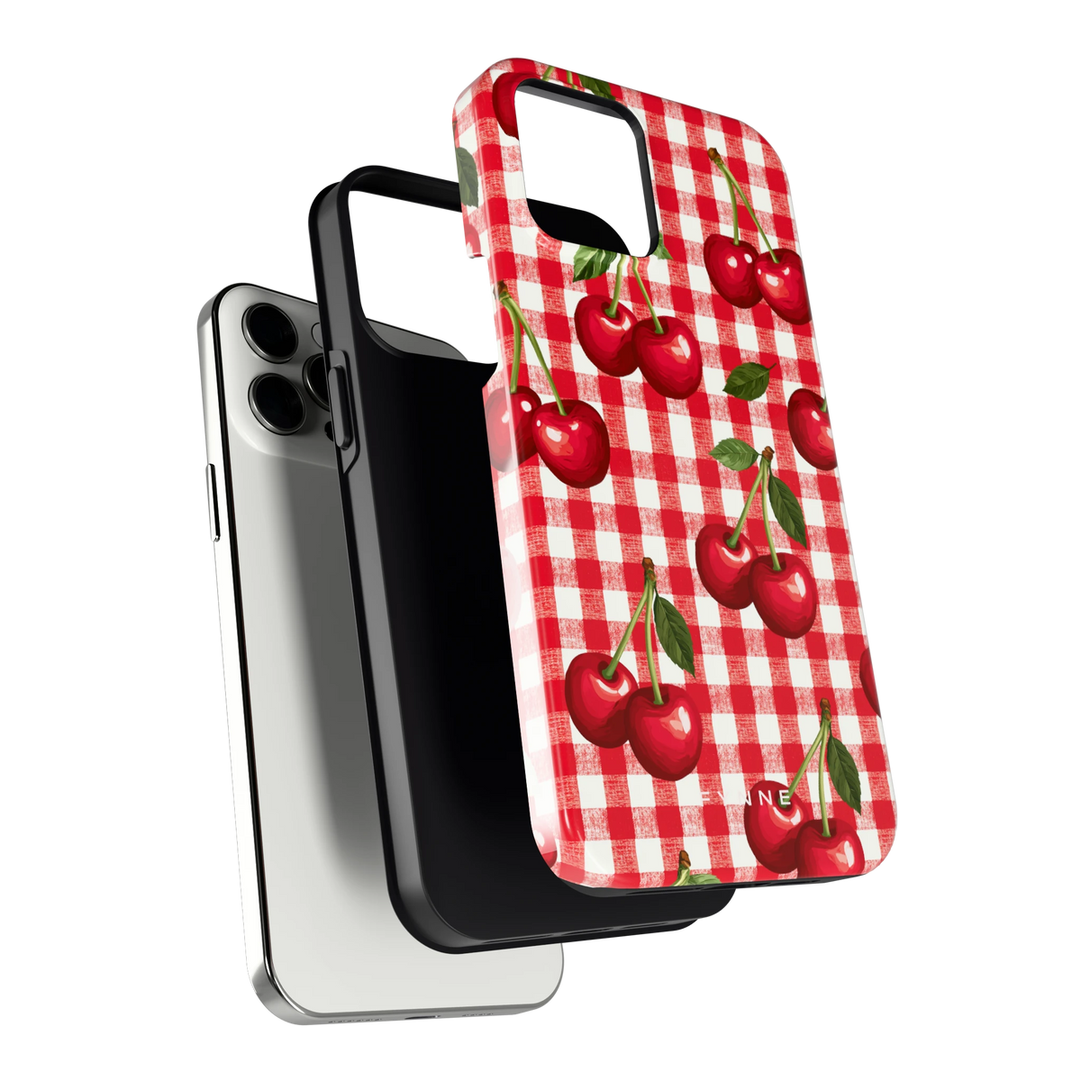 Kersen Gingham hoesje voor iPhone 12 Pro Max, los van de telefoon