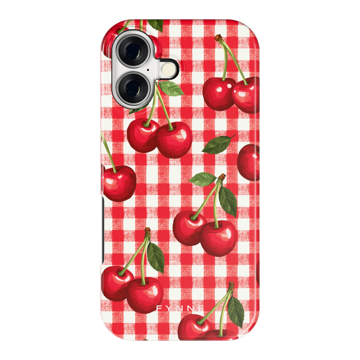Kersen Gingham hoesje voor iPhone 17, achterkant
