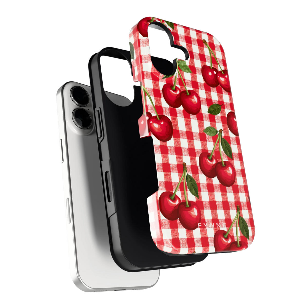 Kersen Gingham hoesje voor iPhone 17, los van de telefoon
