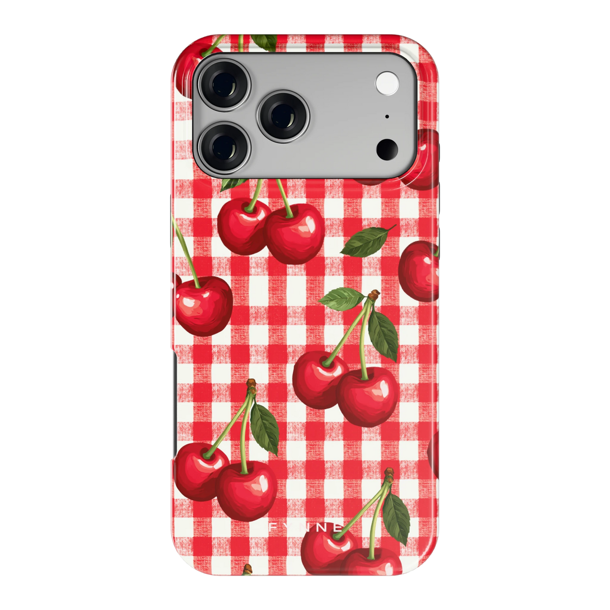 Kersen Gingham hoesje voor iPhone 17 Pro Max, achterkant