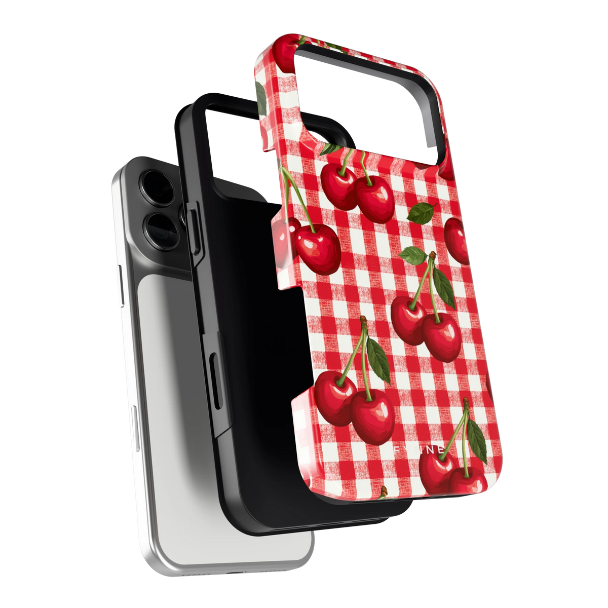 Kersen Gingham hoesje voor iPhone 17 Pro Max, los van de telefoon
