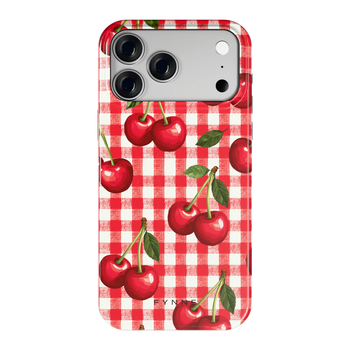 Kersen Gingham hoesje voor iPhone 18 Pro Max, achterkant