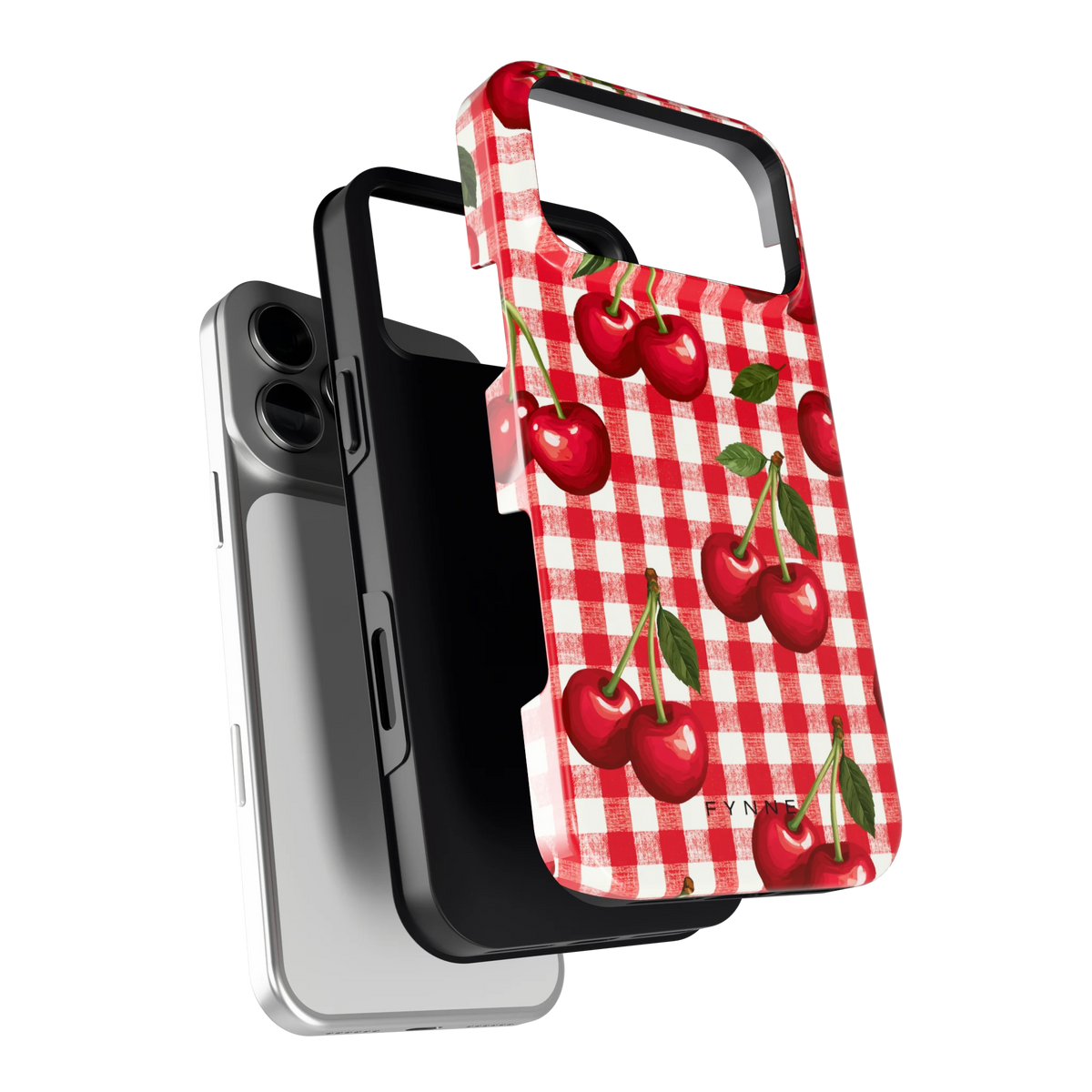 Kersen Gingham hoesje voor iPhone 18 Pro Max, los van de telefoon