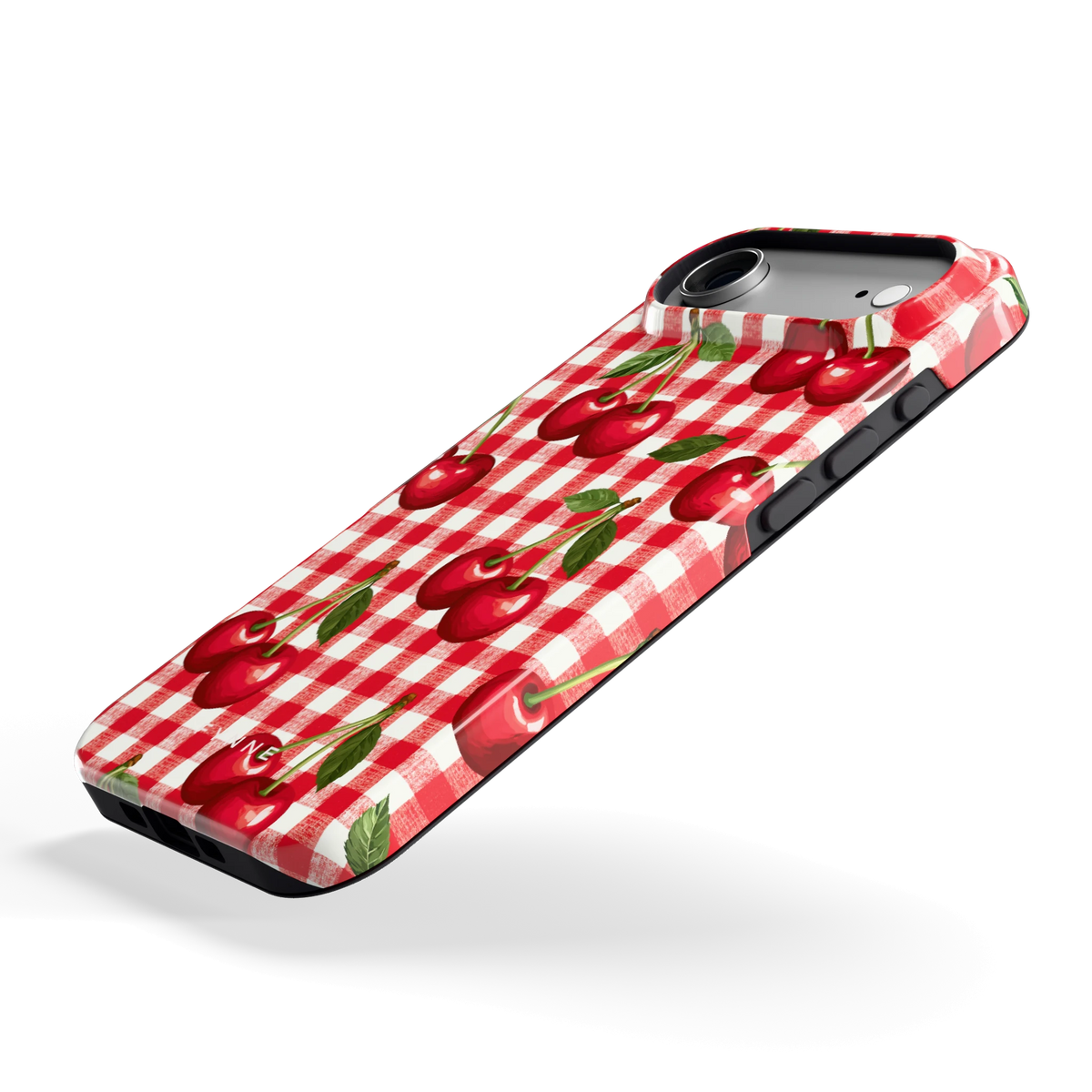 Kersen Gingham hoesje voor iPhone Air, schuin
