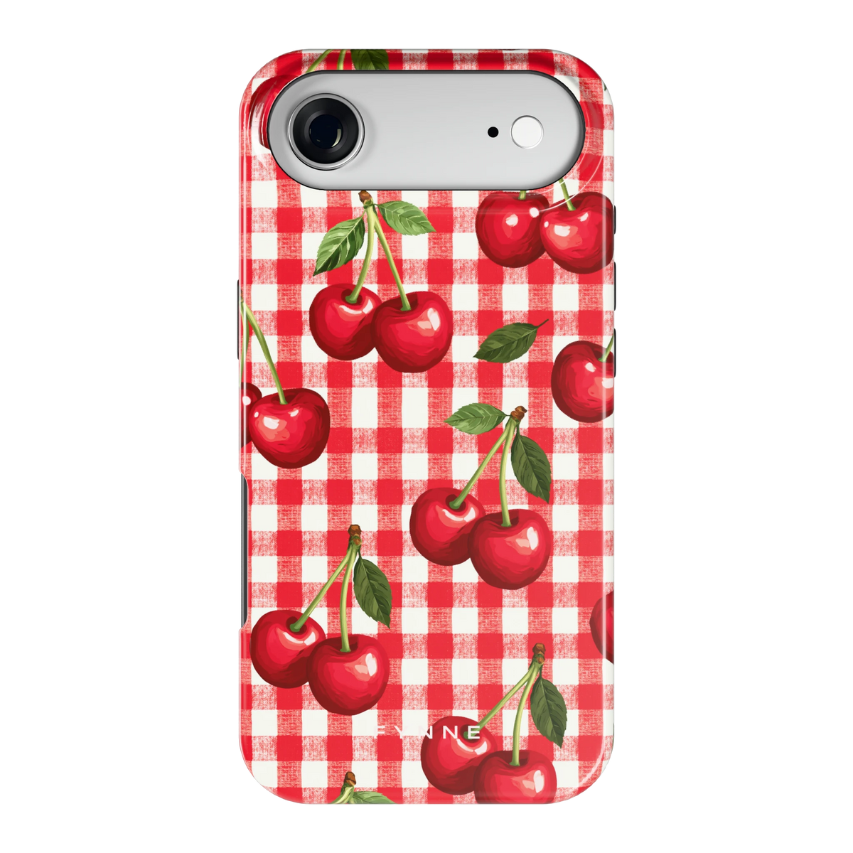 Kersen Gingham hoesje voor iPhone Air, achterkant