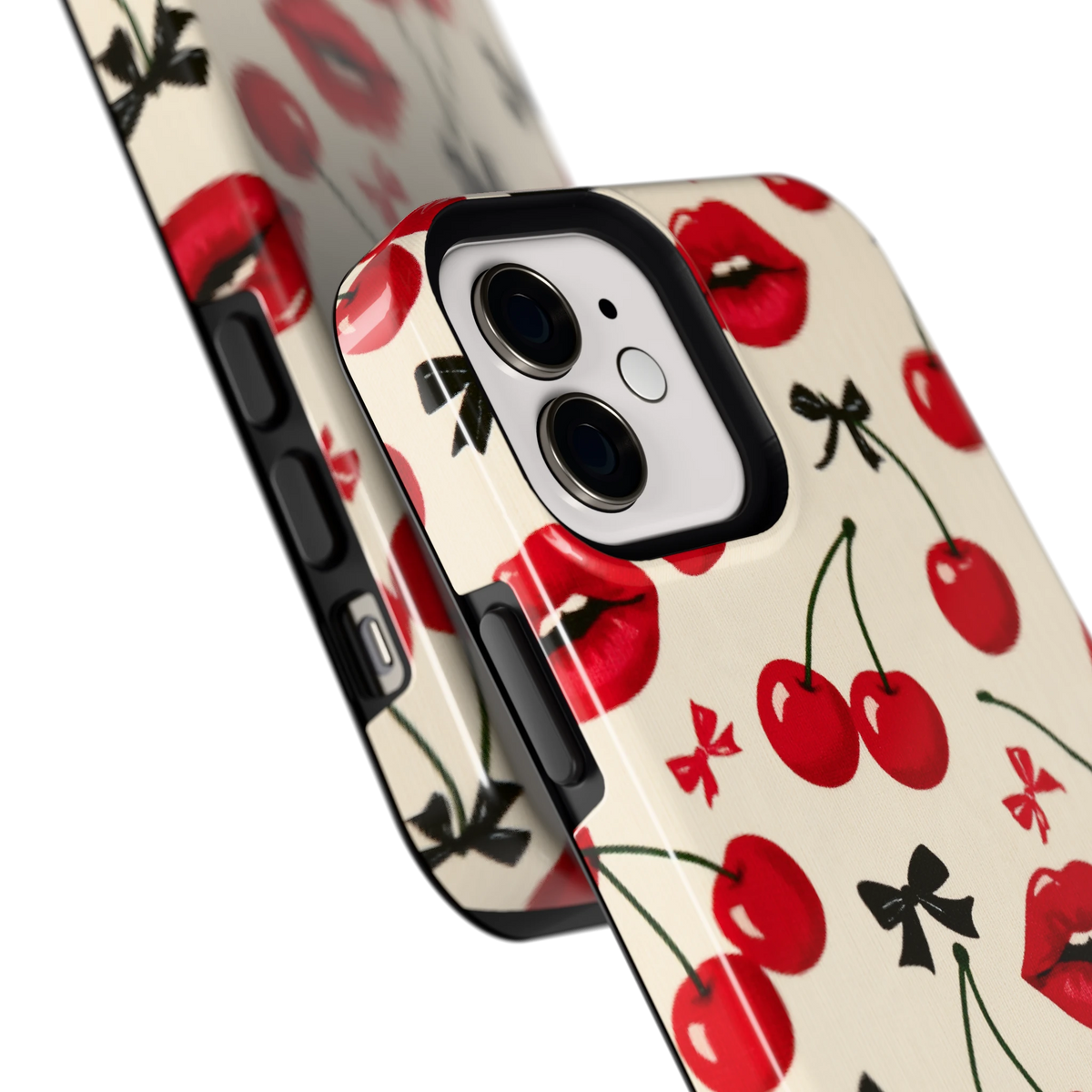 Kersenkus hoesje voor iPhone 12, close-up