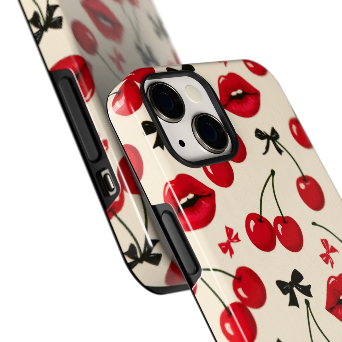 Kersenkus hoesje voor iPhone 13, close-up
