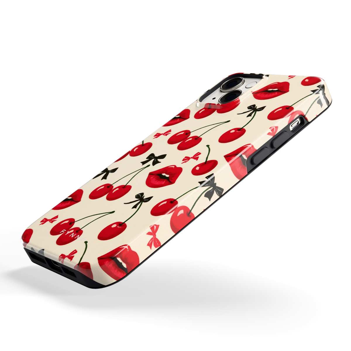 Kersenkus hoesje voor iPhone 14 Plus, schuin
