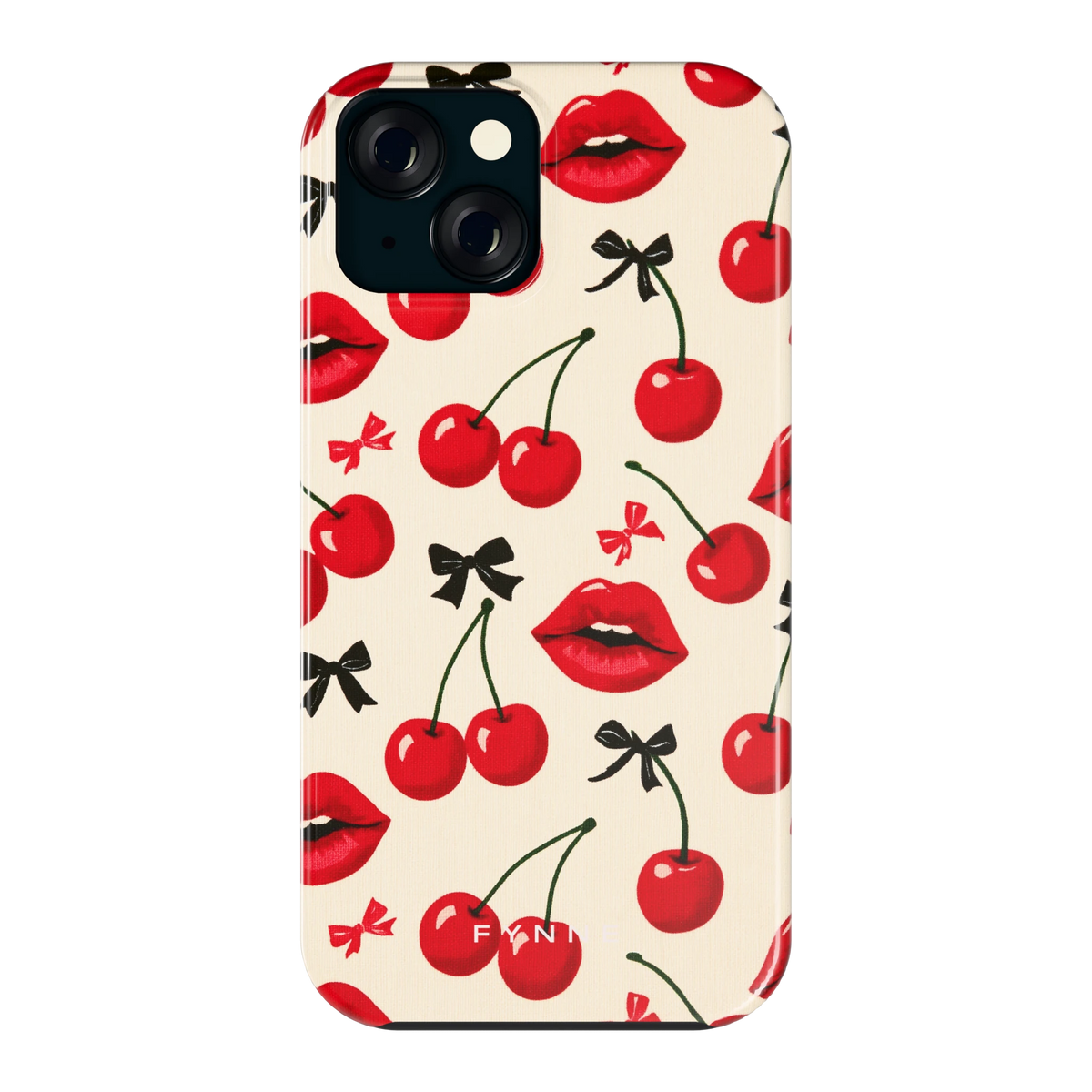 Kersenkus hoesje voor iPhone 15, achterkant