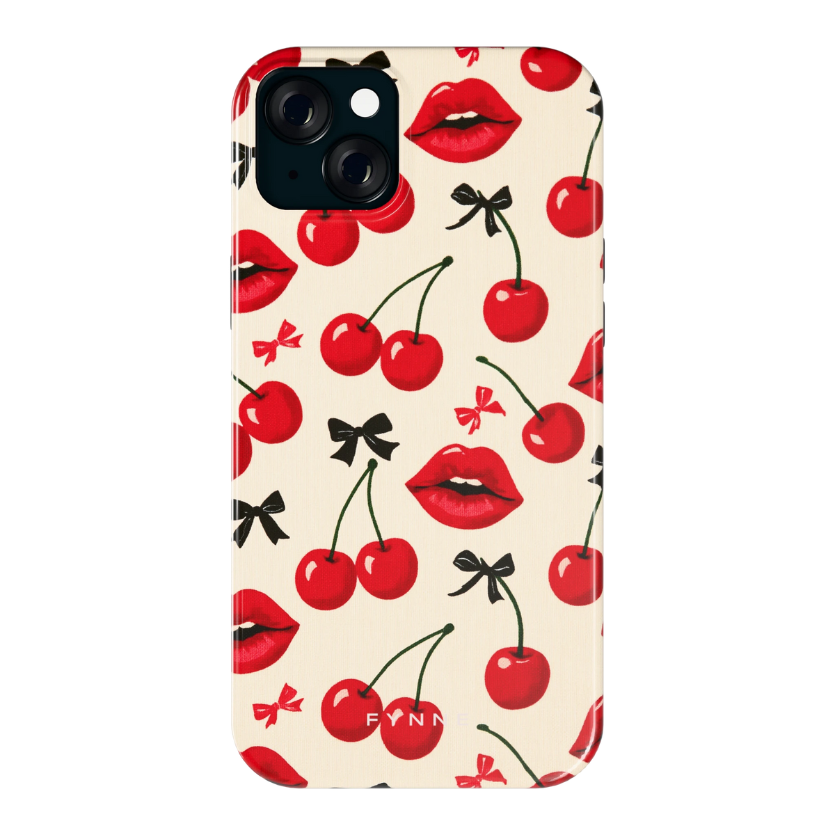 Kersenkus hoesje voor iPhone 15 Plus, achterkant
