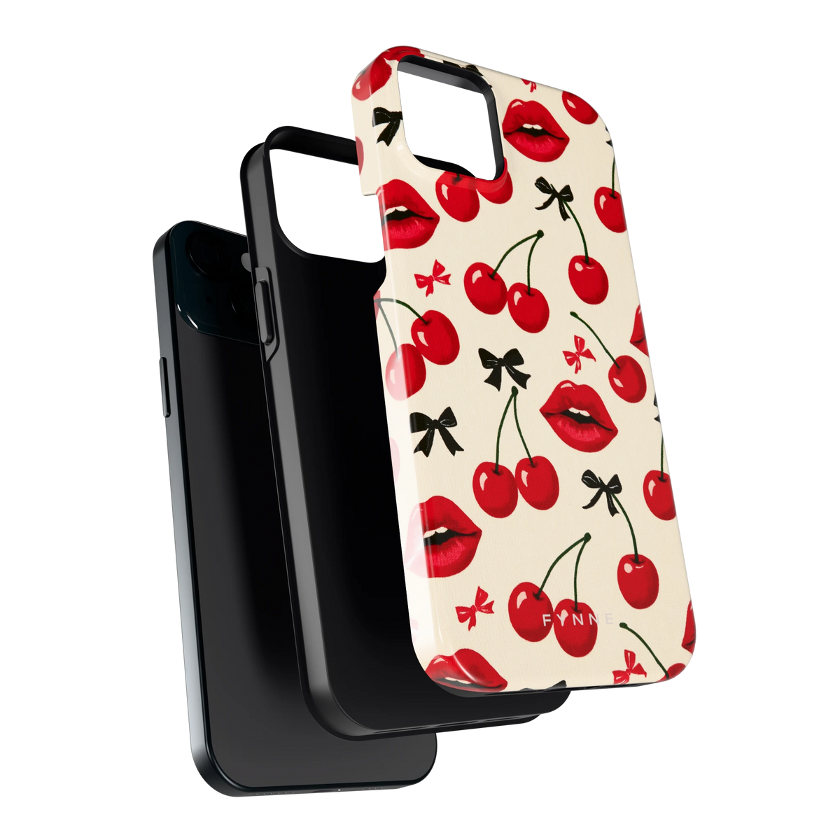 Kersenkus hoesje voor iPhone 15 Plus, los van de telefoon