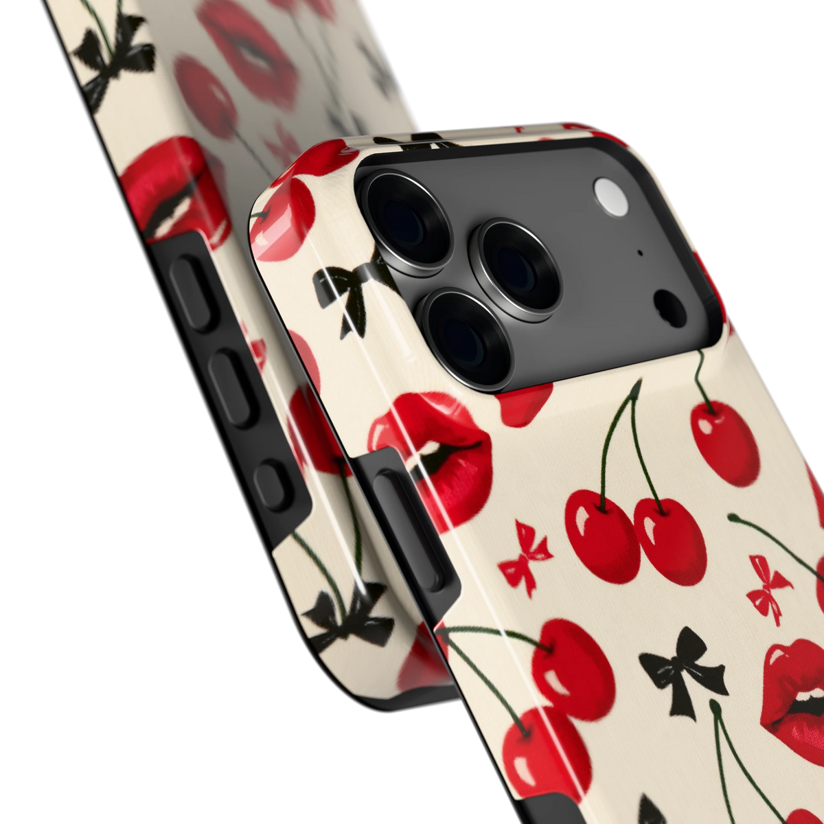 Kersenkus hoesje voor iPhone 18 Pro Max, close-up