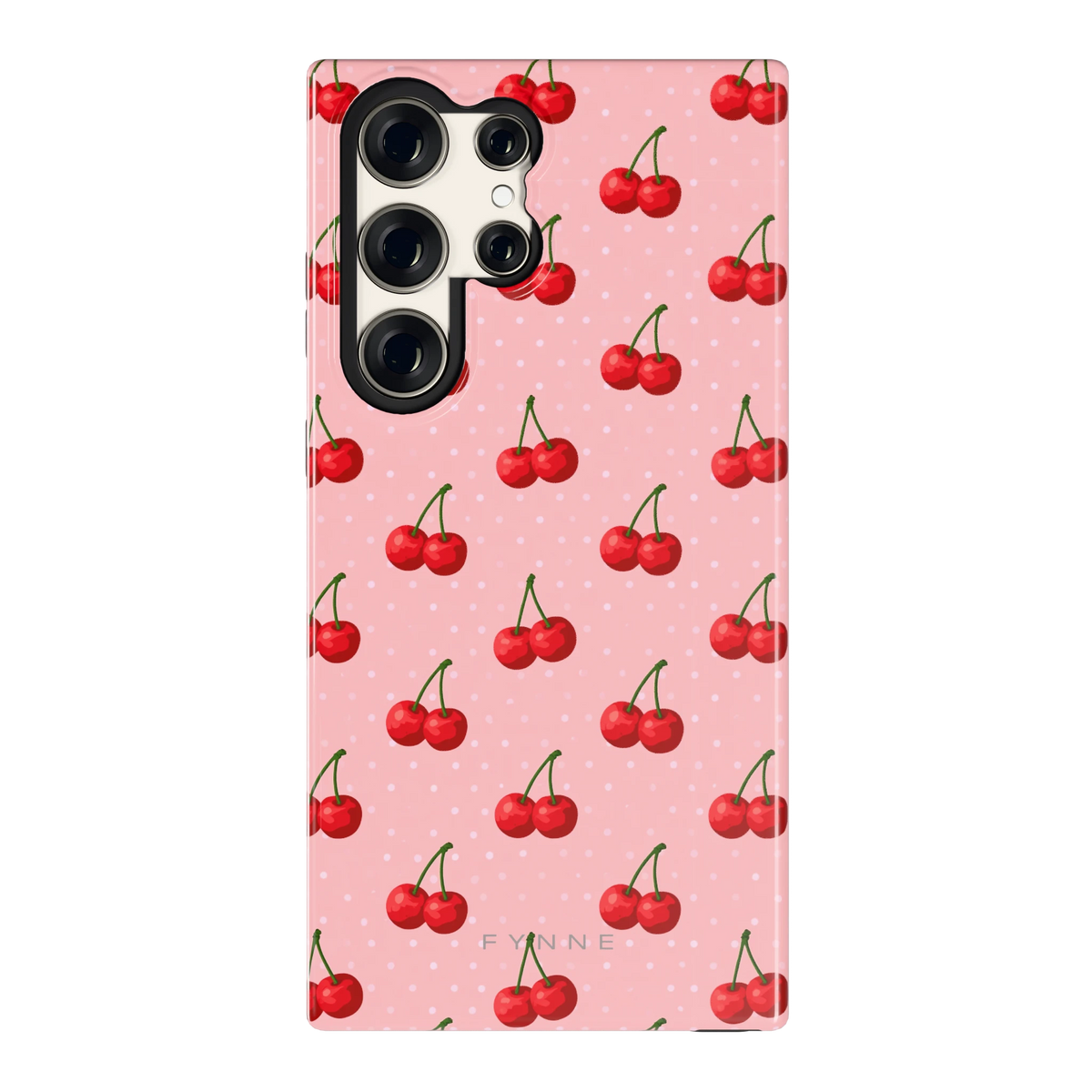 Kersen op Roze hoesje voor Galaxy S23 Ultra, achterkant