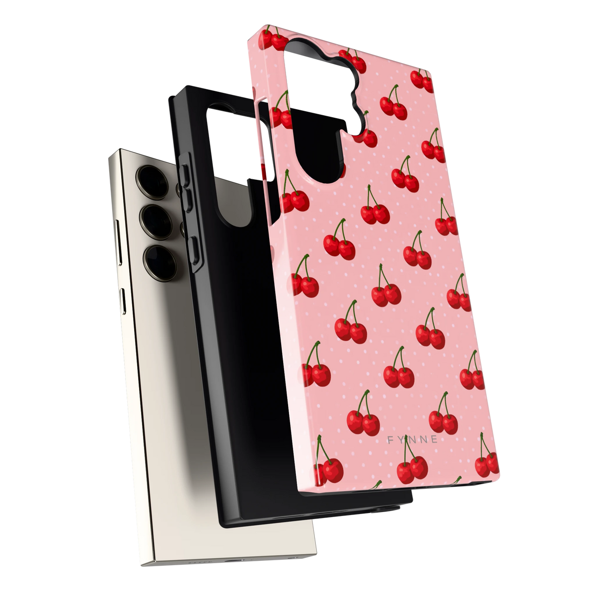 Kersen op Roze hoesje voor Galaxy S23 Ultra, los van de telefoon