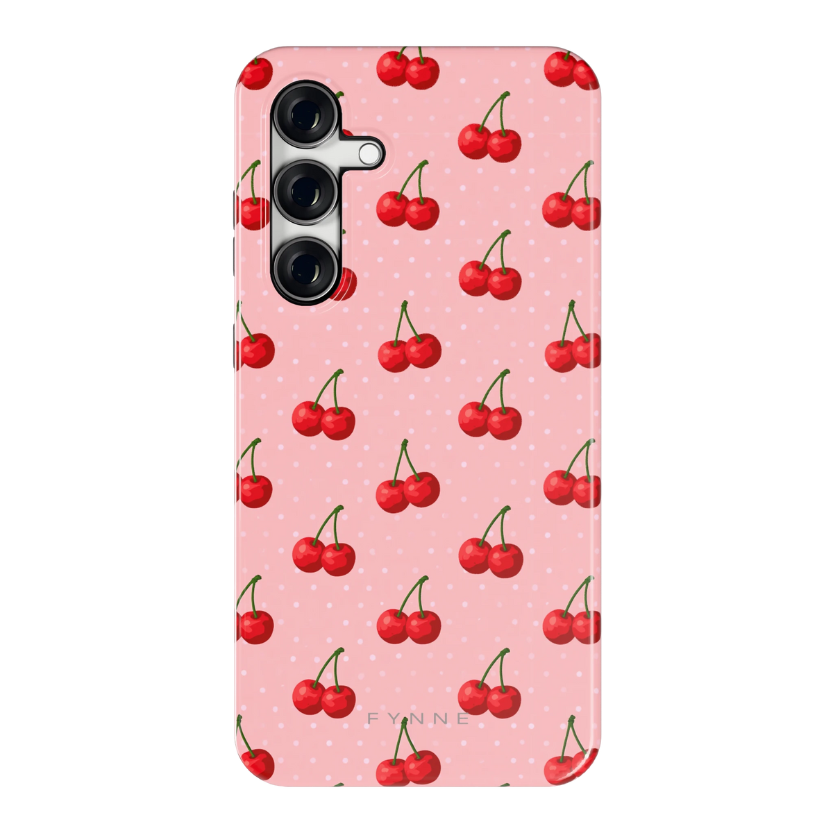 Kersen op Roze hoesje voor Galaxy S24 FE, achterkant