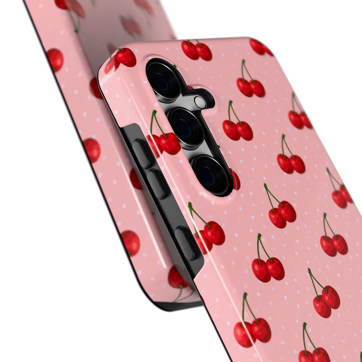 Kersen op Roze hoesje voor Galaxy S24 FE, close-up