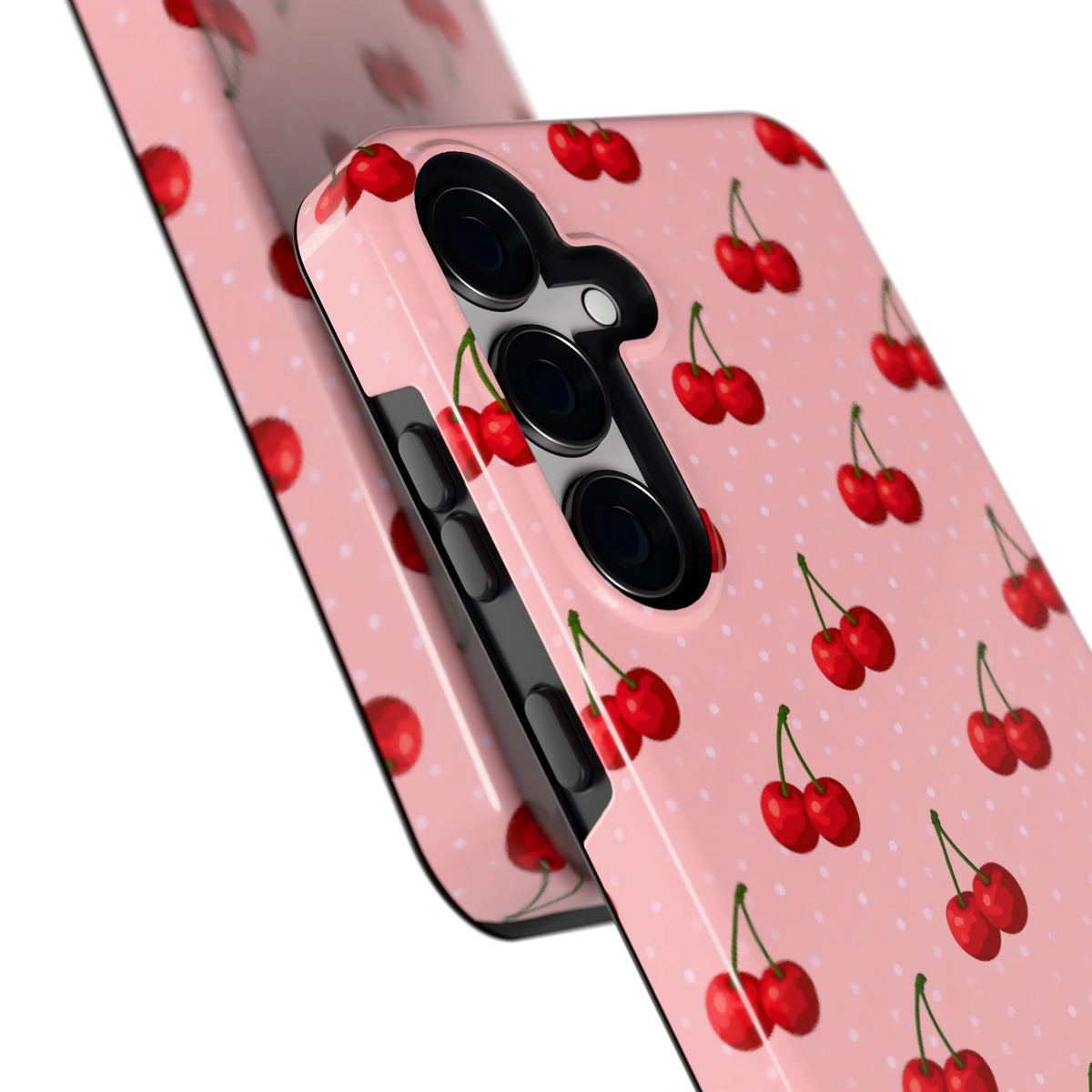 Kersen op Roze hoesje voor Galaxy S24+, close-up