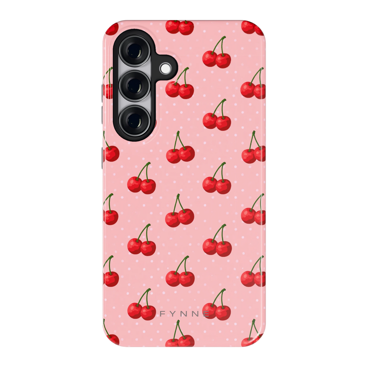 Kersen op Roze hoesje voor Galaxy S25, achterkant