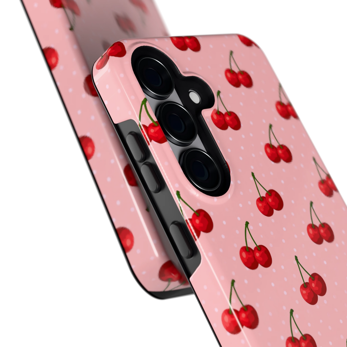 Kersen op Roze hoesje voor Galaxy S25, close-up