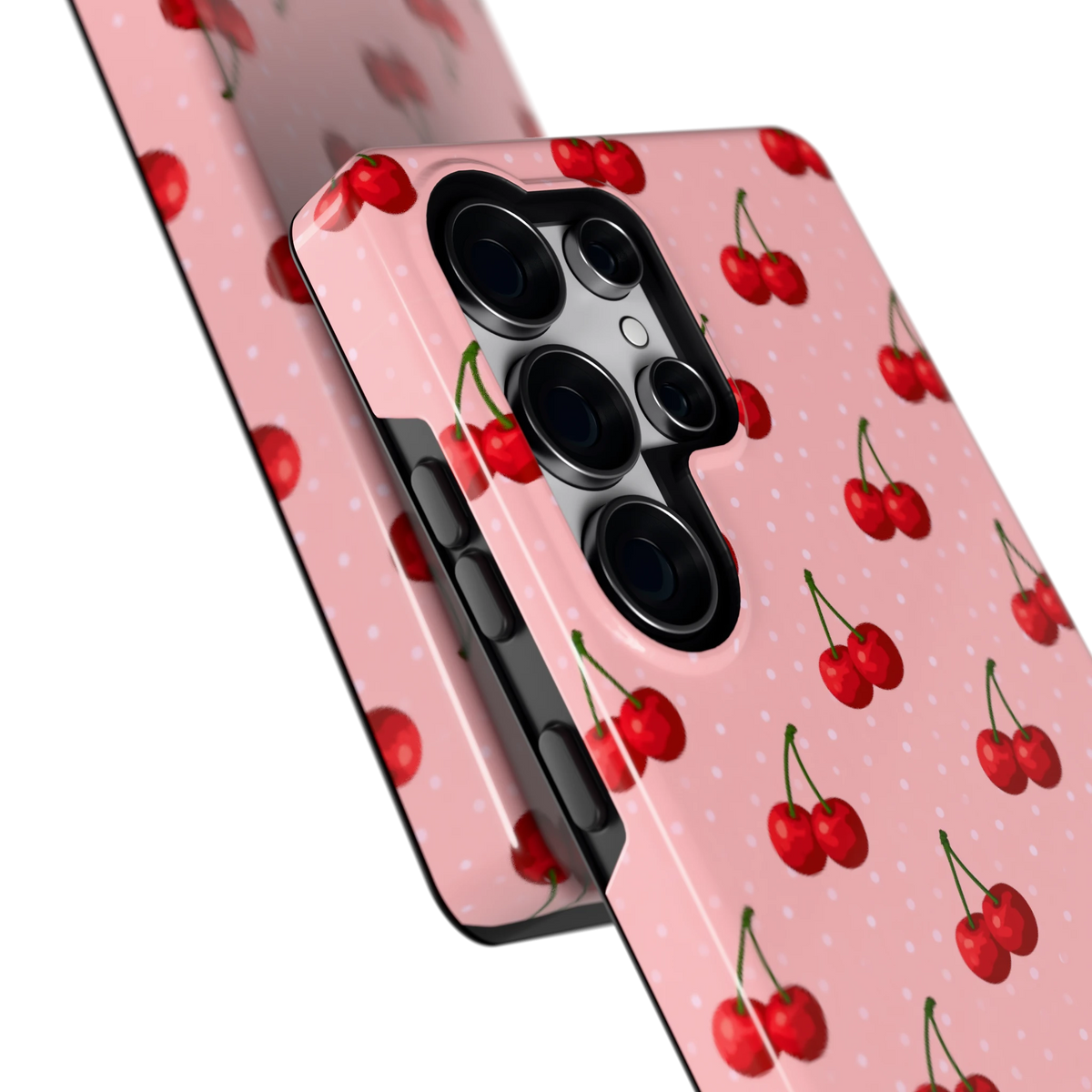 Kersen op Roze hoesje voor Galaxy S25 Ultra, close-up