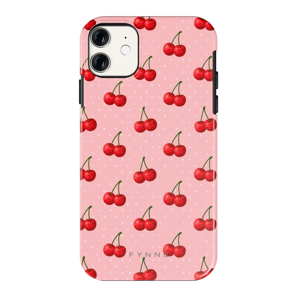 Kersen op Roze hoesje voor iPhone 11, achterkant
