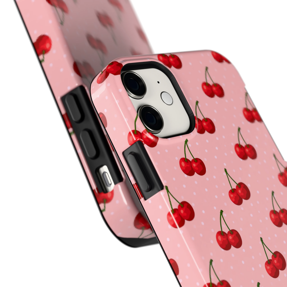 Kersen op Roze hoesje voor iPhone 11, close-up