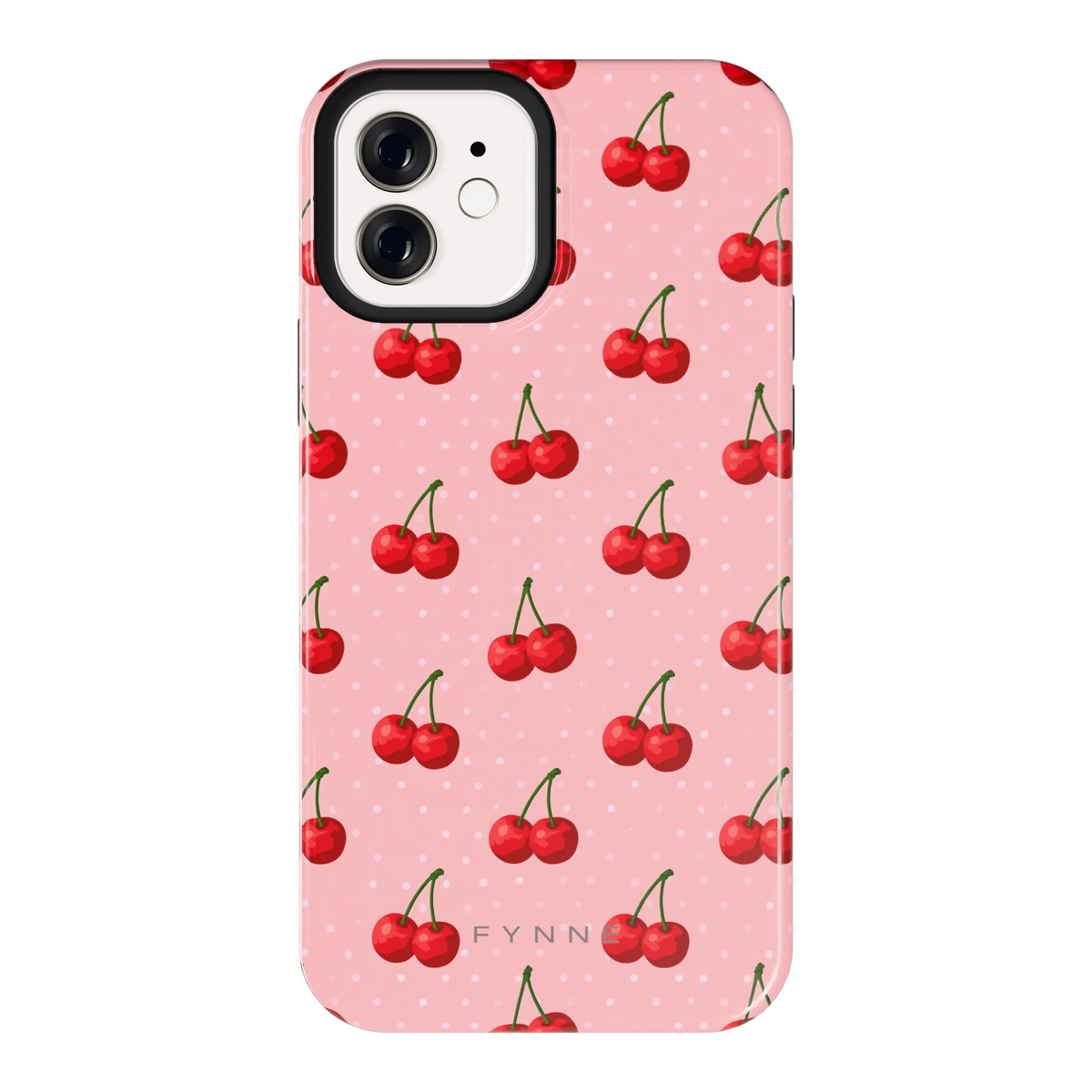 Kersen op Roze hoesje voor iPhone 12, achterkant
