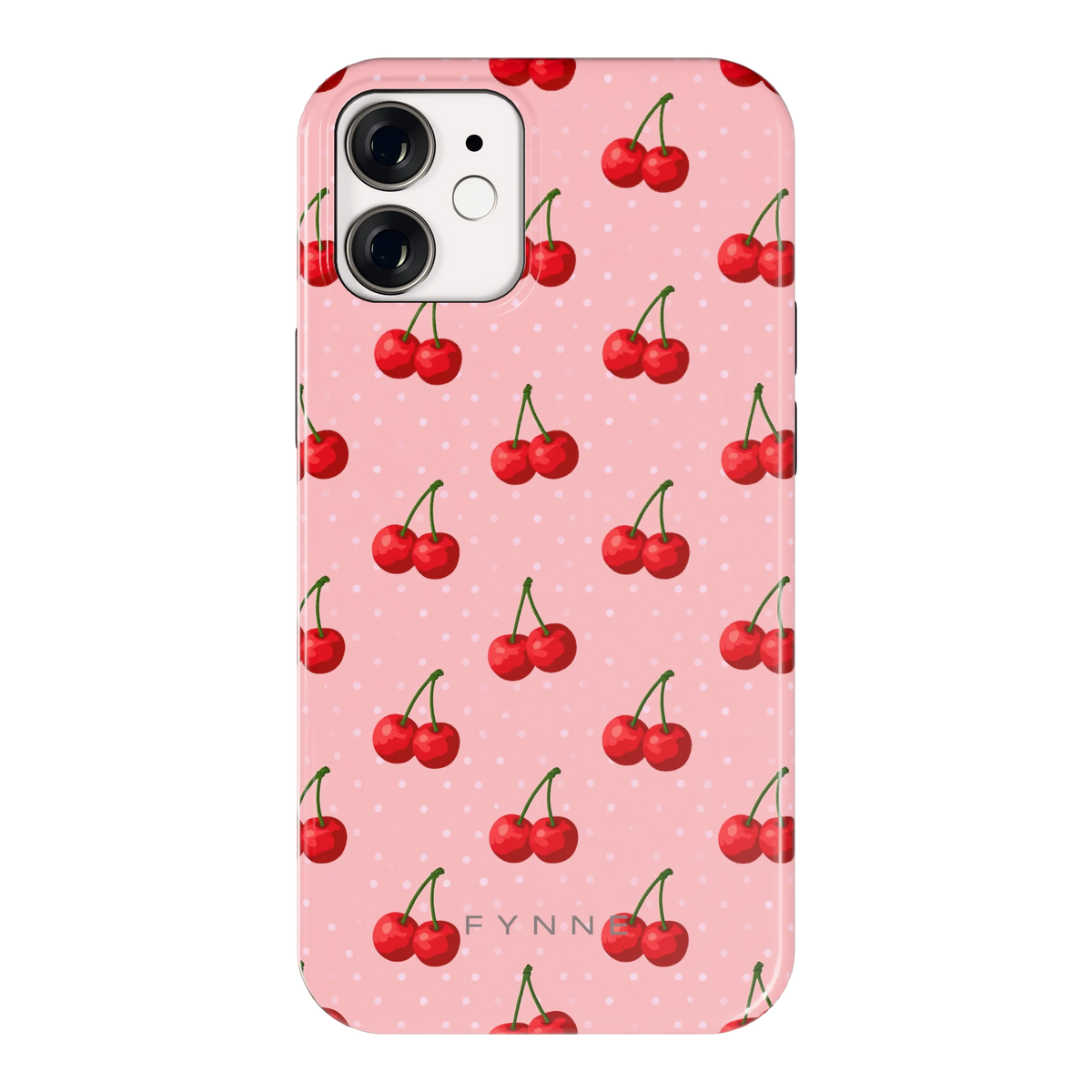 Kersen op Roze hoesje voor iPhone 12 mini, achterkant