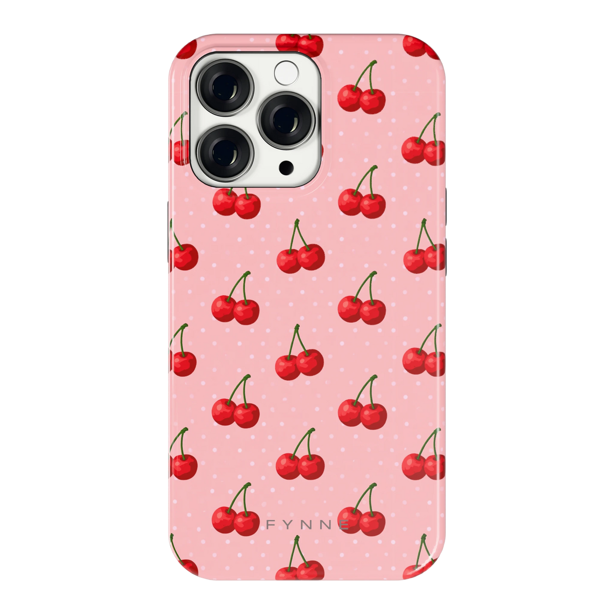 Kersen op Roze hoesje voor iPhone 13 Pro, achterkant