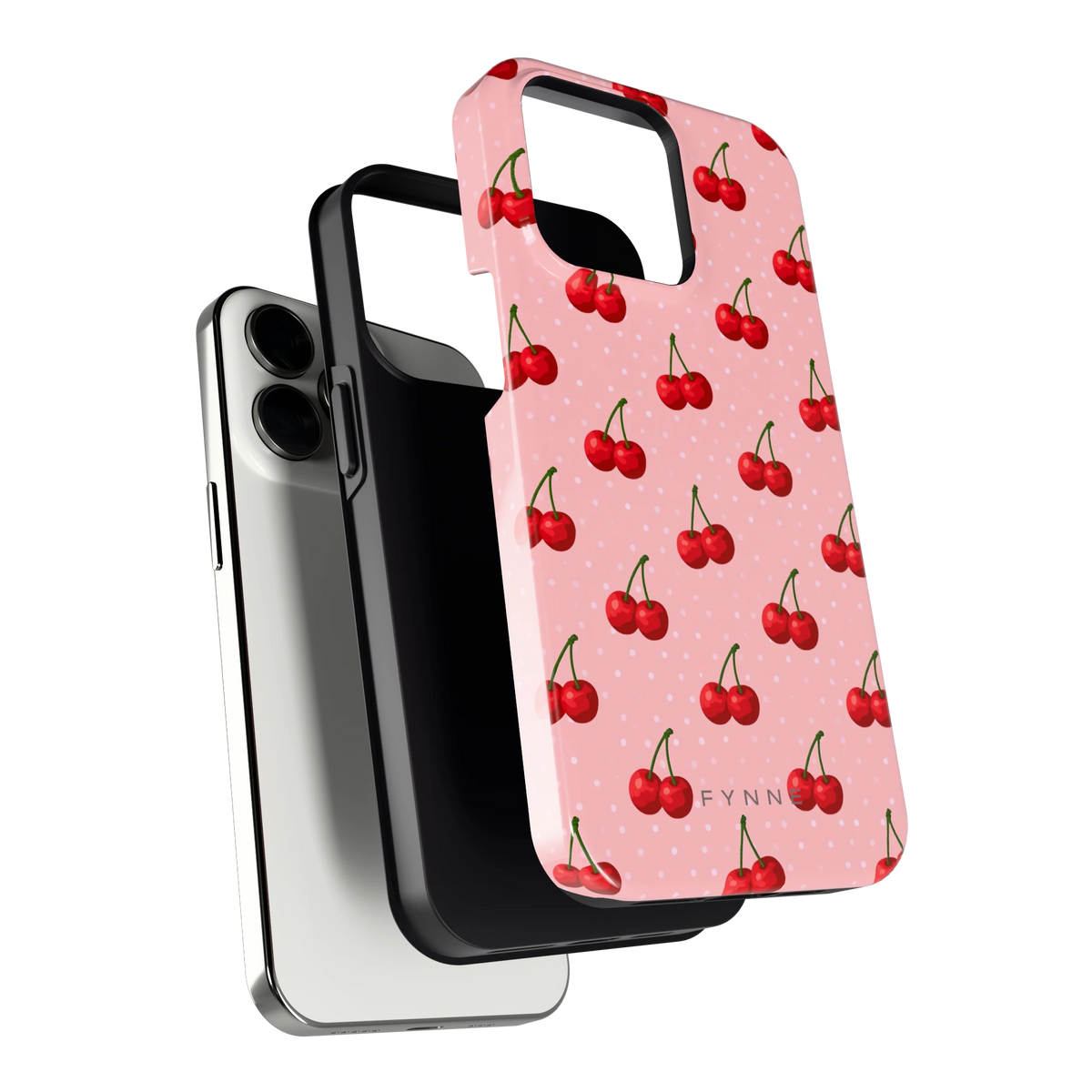 Kersen op Roze hoesje voor iPhone 13 Pro, los van de telefoon