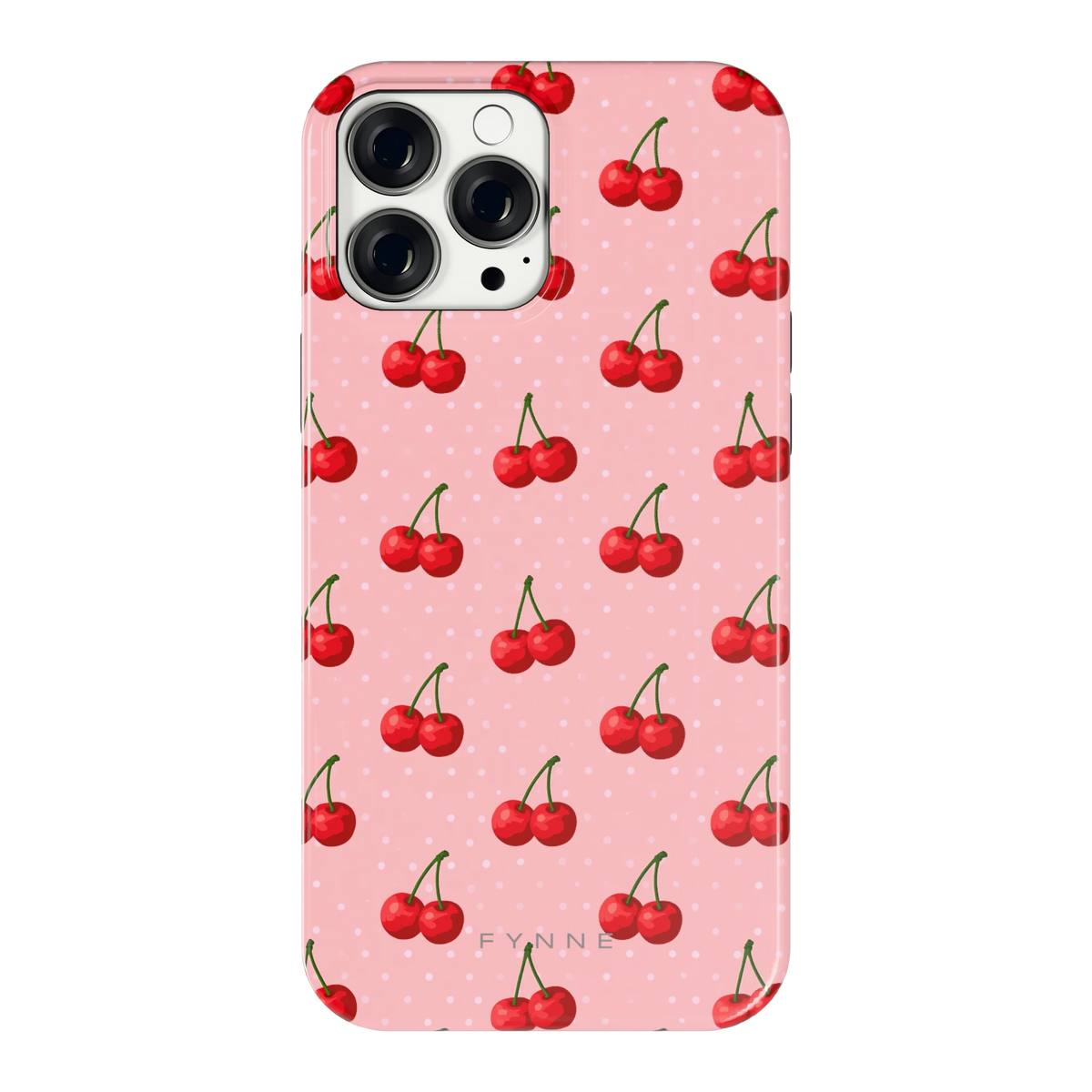 Kersen op Roze hoesje voor iPhone 13 Pro Max, achterkant